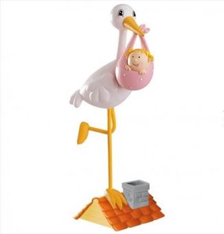 Picture of STORK PINK BABY CAKE TOPPER 18CM